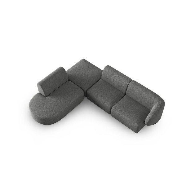 Pilkos spalvos iš šenilinio audinio kampinė sofa (su kairiuoju kampu/„L“ formos) Paolo – Milo Casa-image-1
