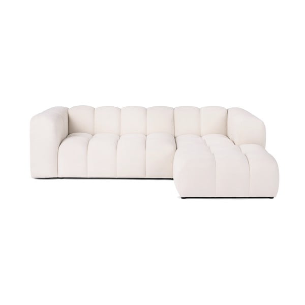 Kreminės spalvos iš velveto kampinė sofa (su dešiniuoju kampu/su gultu) Cube – Bonami Selection