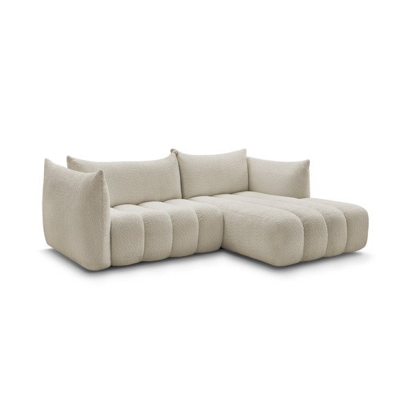 Smėlio spalvos kampinė sofa iš boucle (su dešiniuoju kampu/su gultu) Azra – Bobochic Paris-image-2