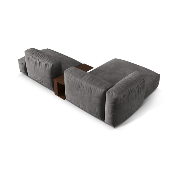 Pilkos spalvos iš velveto modulinė kampinė sofa (su kairiuoju kampu/su gultu) Martina – Micadoni -image-4