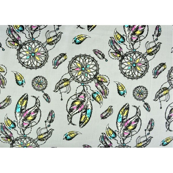 Šviesiai pilka medvilninio satino dvigulė patalynė 200x200 cm Dreamcatcher -image-1