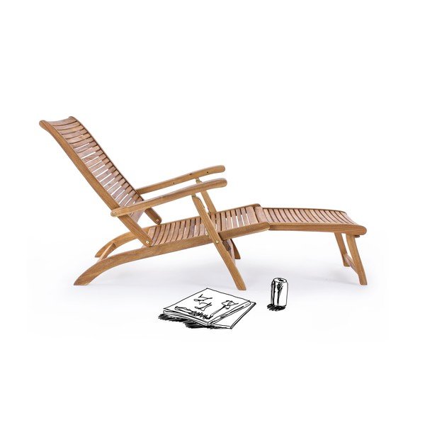 Natūralios spalvos medžio masyvo sodo šezlongas Noemi – Bizzotto-image-2