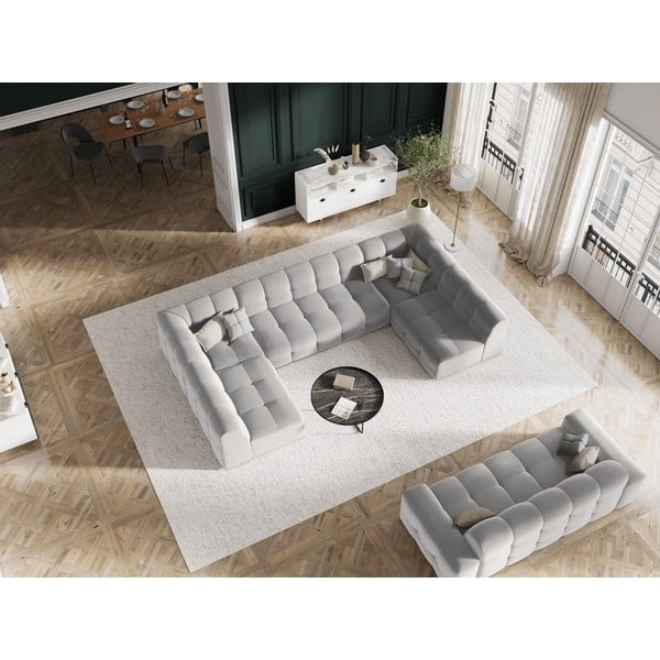 Šviesiai pilka aksominė sofa 222 cm Kendal - Micadoni Home-image-1