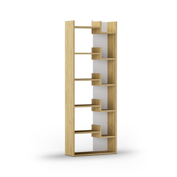 Knygų spinta  baltos spalvos/natūralios spalvos iš ąžuolo 60,5x162 cm Klapo – Marckeric-image-3