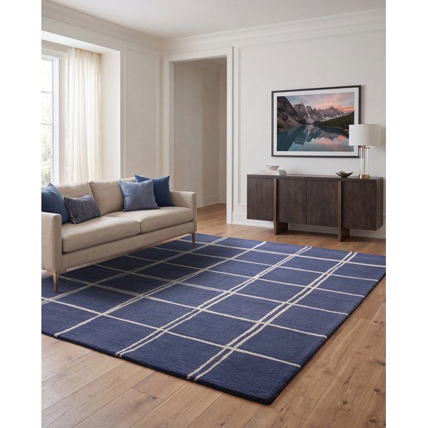 Rankų darbo mėlynos spalvos iš vilnos kilimas 160x230 cm – Asiatic Carpets-image-1
