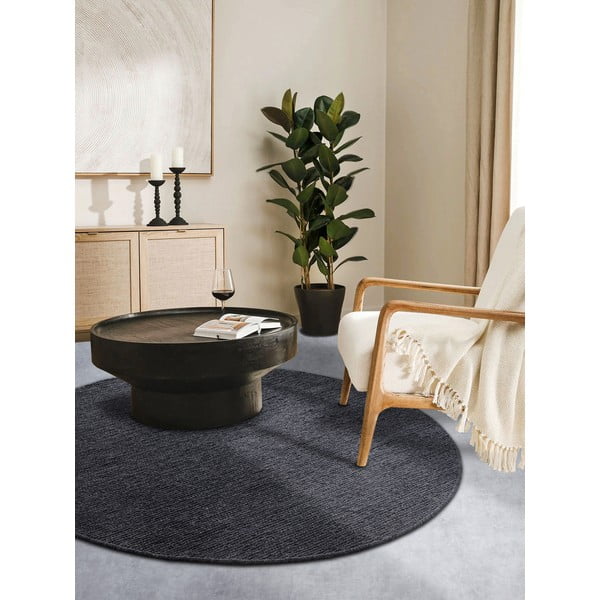 Rankų darbo iš vilnos apvalios formos kilimas tamsiai pilkos spalvos ø 200 cm Francois – Villeroy&Boch-image-1