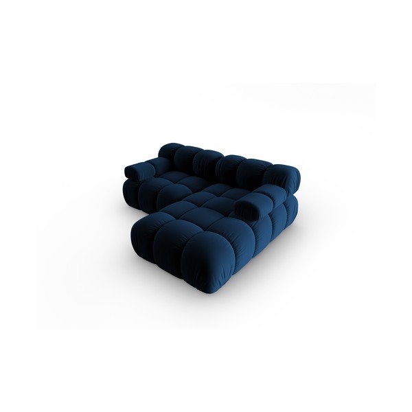 Kampinė sofa mėlynos spalvos iš velveto (su dešiniuoju kampu) Bellis – Micadoni Home-image-4