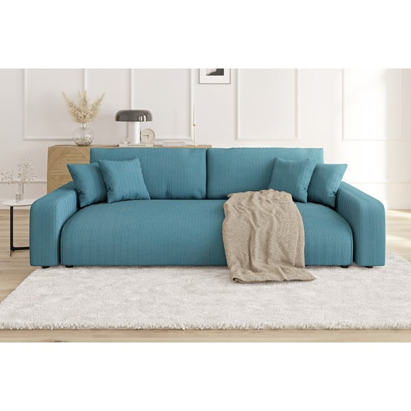 Turkio spalvos iš kordinio velveto sulankstoma/su sandėliavimo vieta sofa 234 cm Sara – Ropez-image-1