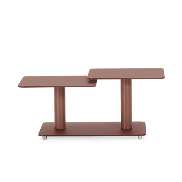 Terakotos spalvos iš stiklo kavos staliukas 54x115 cm Elvi – Marckeric-image-1