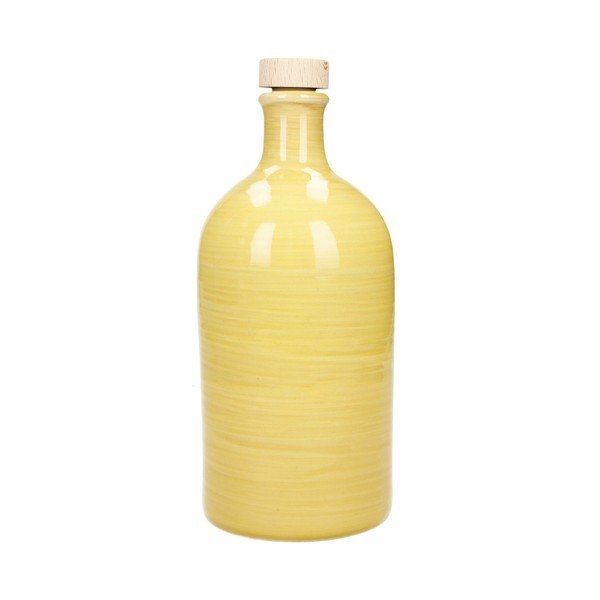 Geltonos spalvos keraminis butelis aliejui Brandani Maiolica, 500 ml