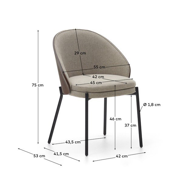 Smėlio spalvos iš audinio valgomojo kėdė Eamy – Kave Home-image-4