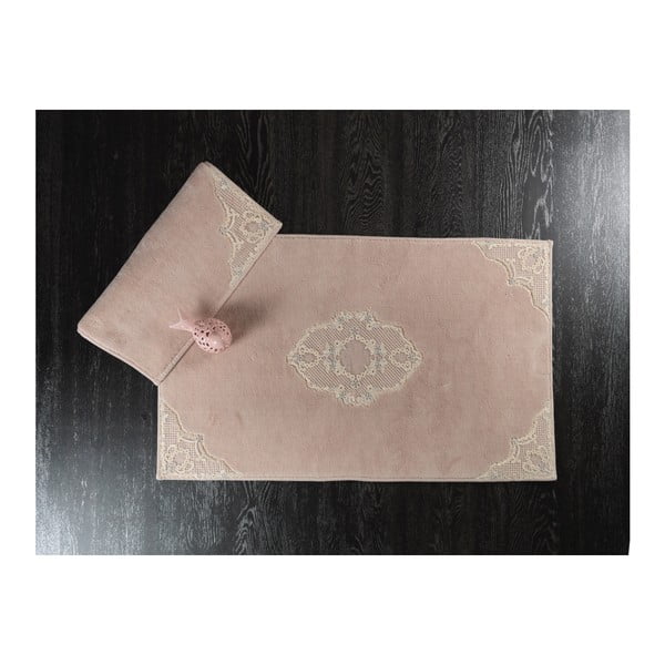 2 šviesiai rožinių medvilninių vonios kambario kilimėlių rinkinys "Confetti Perla