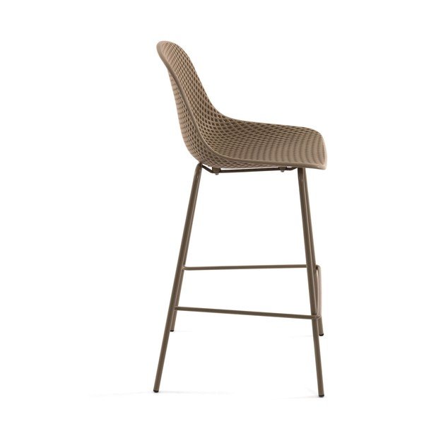 Smėlio spalvos metalinė/plastikinė sodo baro taburetė Quinby – Kave Home-image-2