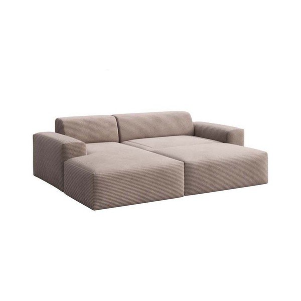 Smėlio spalvos iš kordinio velveto sulankstoma/su sandėliavimo vieta kampinė sofa (su kairiuoju kampu/su gultu) Villet – Rodier-image-4