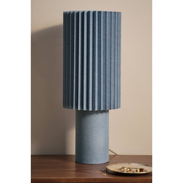 Mėlynos spalvos iš lino stalinis šviestuvas (aukštis 45 cm) Harriet – Jotex-image-2