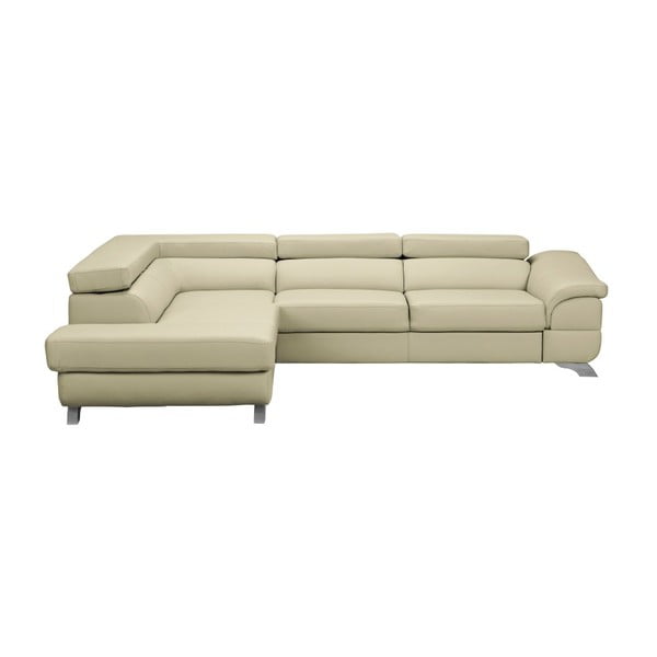 Smėlio spalvos odinė sofa lova "Windsor & Co Sofas Gamma", kairysis kampas