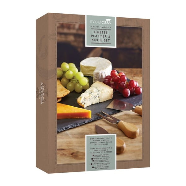 Sūrio peilių ir skalūno pjaustymo lentelės rinkinys Kitchen Craft, 35 x 25 cm-image-2