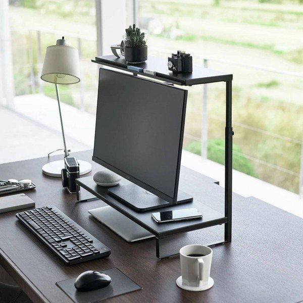 Juodos spalvos iš metalo stovas monitoriui Tower – YAMAZAKI-image-1