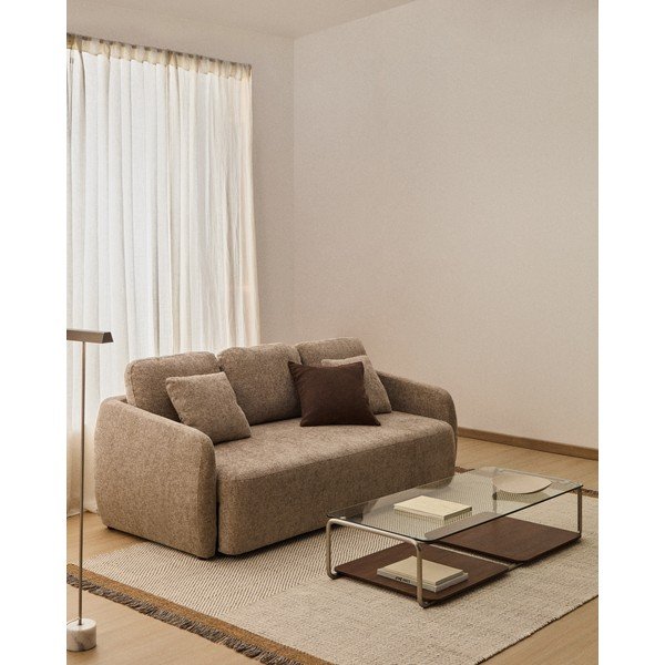 Taupe spalvos sulankstoma sofa iš šenilinio audinio 218 cm Laira – Kave Home-image-1