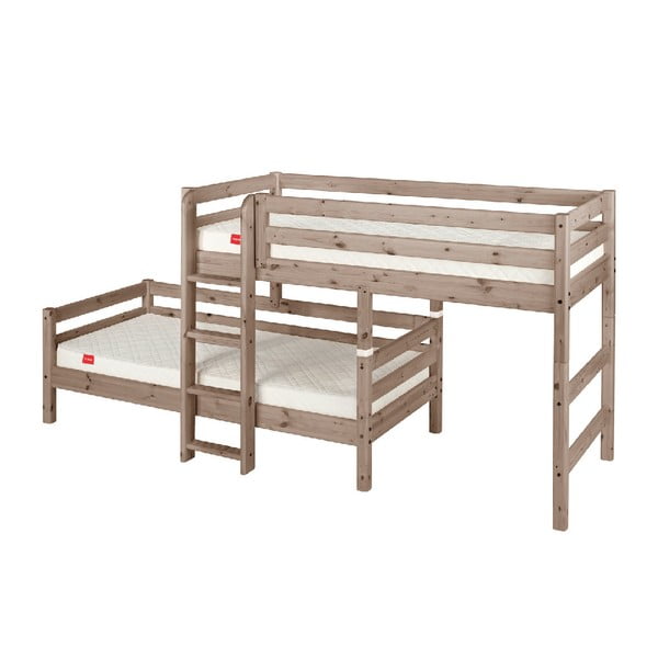 Ruda vaikiška dviaukštė lova iš pušies medienos Flexa Classic