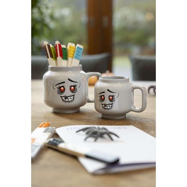 Pilkos spalvos iš keramikos vaikiškas puodelis latte kavai 255 ml Zombie – LEGO®-image-2