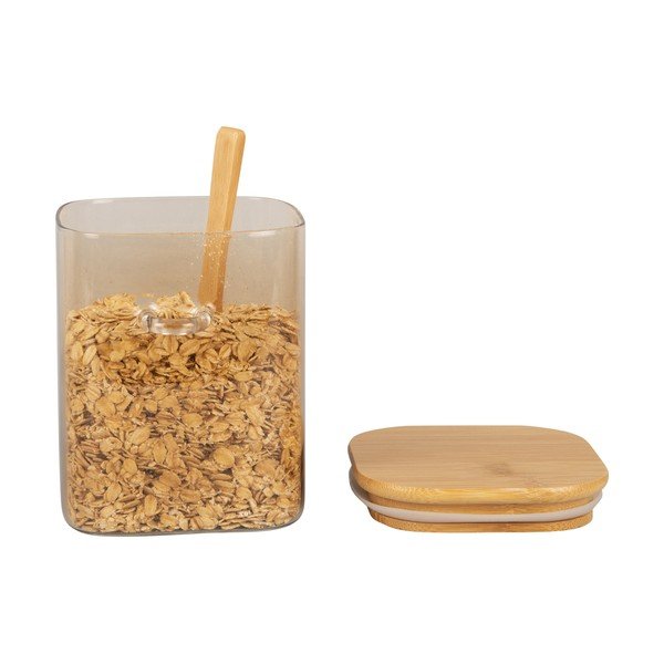 Rudos spalvos stiklinis indas su mediniu dangteliu ir šaukštu PT LIVING Canister, aukštis 13 cm-image-2