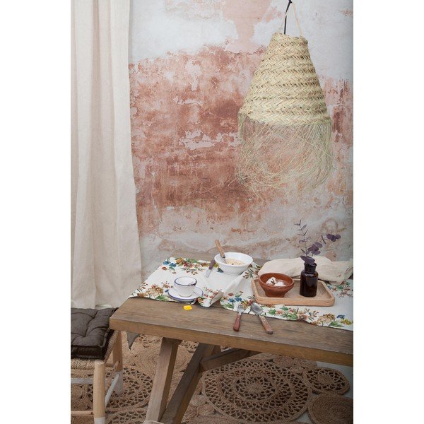 Smėlio spalvos stalo takelis su lino mišiniu Tierra Bella Amazonia, 45 x 140 cm-image-1
