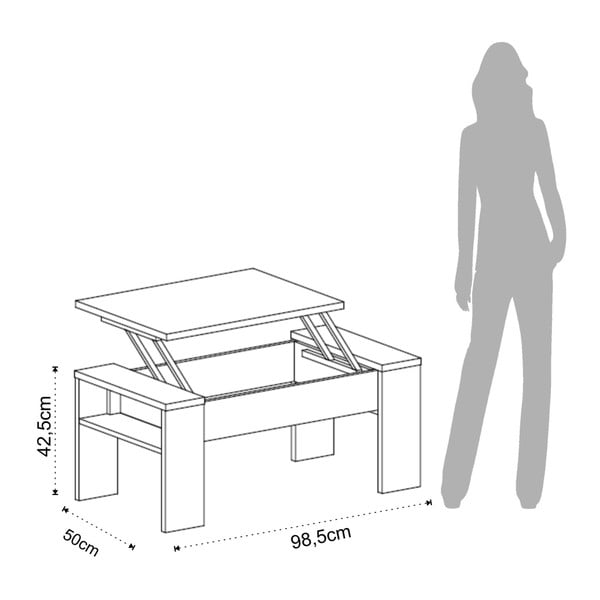 Pilkos ir baltos spalvos žurnalinis staliukas su laikymo vieta "Tomasucci James-image-2