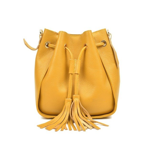 Geltonos spalvos odinė rankinė Carla Ferreri Jessie-image-1