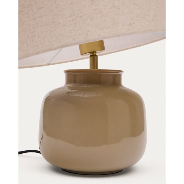 Smėlio spalvos iš keramikos stalinis šviestuvas (aukštis 40 cm) su tekstiliniu gaubtu Tay – Kave Home-image-3