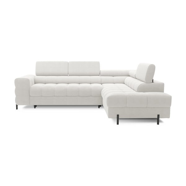 Kreminės spalvos iš boucle sulankstoma/su sandėliavimo vieta kampinė sofa (su dešiniuoju kampu/„L“ formos) Ferucce – ELTAP