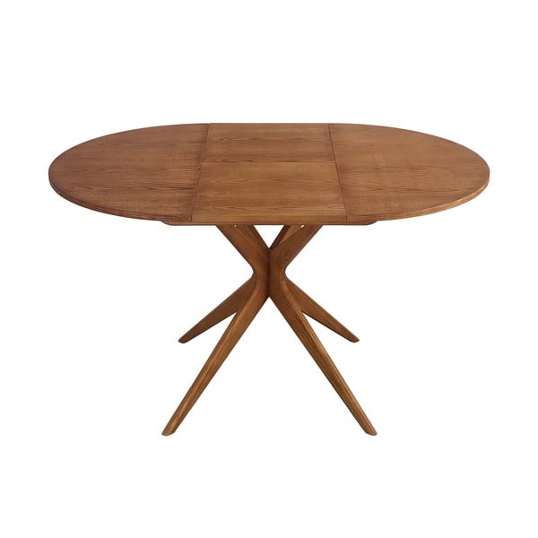 Apvalios formos prailginamas valgomojo stalas su papildomu stalviršiu iš ąžuolo ø 90 cm Jubi – Ragaba-image-3