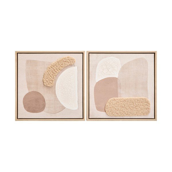 3D paveikslai su rėmeliu/tapyba ant drobės 2 vnt. 40x40 cm Astratto – Premier Housewares