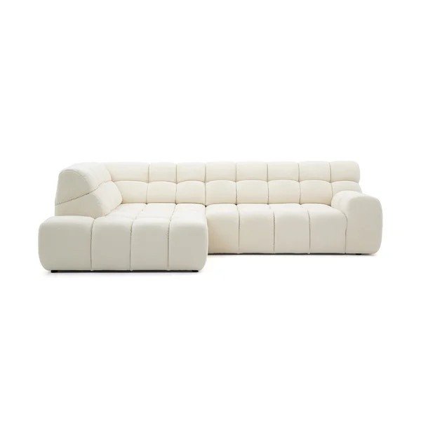 Baltos spalvos sulankstoma/ar elektrisko sēdekļa regulēšanu kampinė sofa (su kairiuoju kampu/„L“ formos) Andre – Bobochic Paris