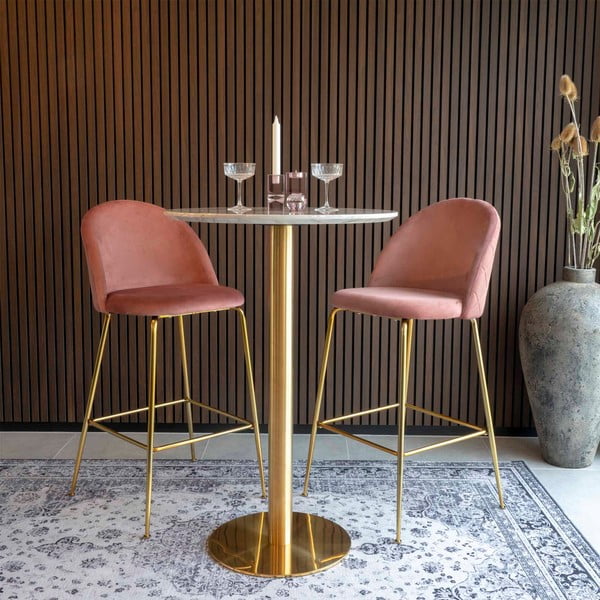 Apvalios formos baro stalas su marmuro dekoro stalviršiu ø 70 cm Bolzano – House Nordic-image-1