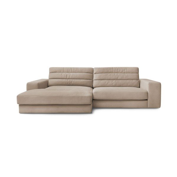 Taupe spalvos kampinė sofa iš velveto (su kairiuoju kampu/su gultu) Sierra – Bobochic Paris