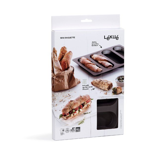 Juoda silikoninė forma su 4 skyriais bagetėms kepti Lékué-image-4