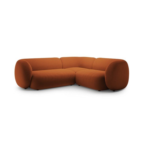 Terakotos spalvos kampinė sofa iš velveto (su dešiniuoju kampu/„L“ formos) Kate – Micadoni 