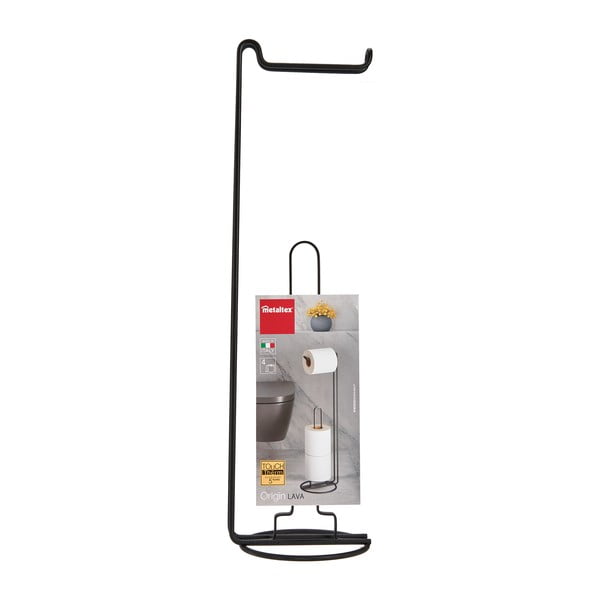 Juodas tualetinio popieriaus stovas su laikikliu Metaltex Origin-image-3