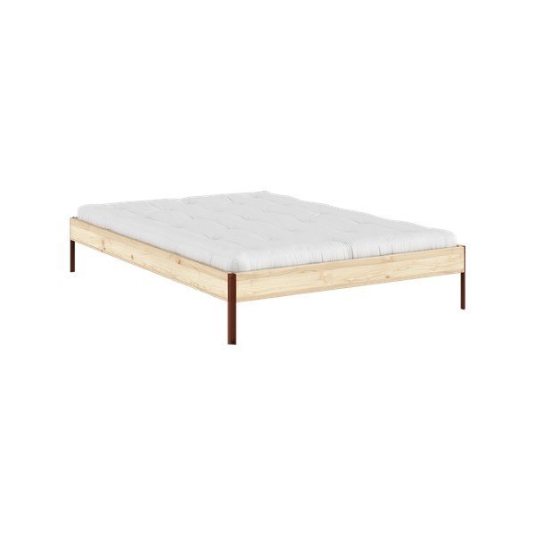 Natūralios spalvos dvigulė lova iš pušies masyvo be galvūgalio su lovos grotelėmis 160x200 cm Core – Karup Design-image-3