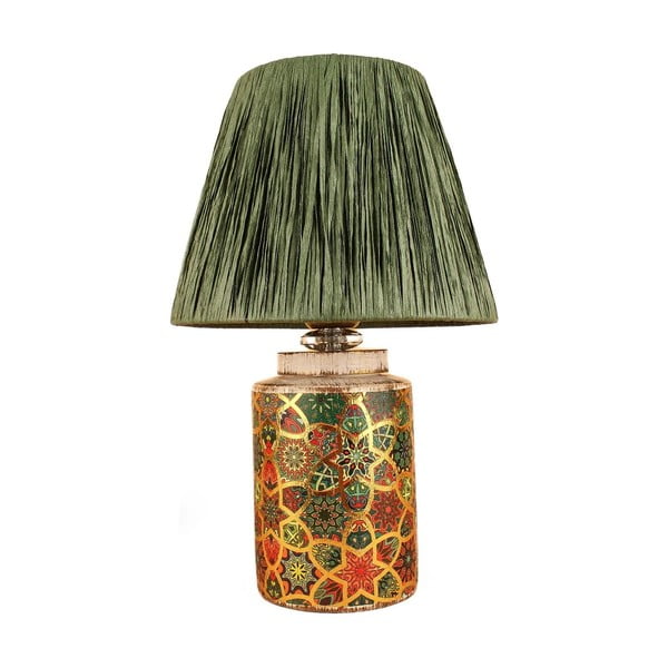 Žalios spalvos stalinis šviestuvas (aukštis 38 cm) su gaubtu iš virvės Alev – Opviq lights