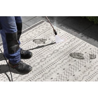 Pilkos ir kreminės spalvos dvipusis lauko kilimas NORTHRUGS Kuba, 350 x 80 cm