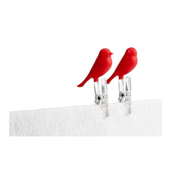 Dvi raudonos spalvos "Qualy Pegs" smeigtukai "Peg Sparrow