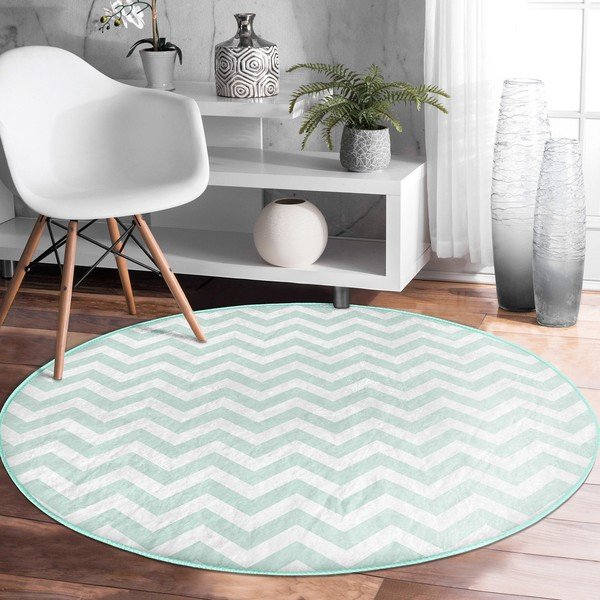 Skalbiamas/robotiniams dulkių siurbliams apvalios formos kilimas mėtų spalvos ø 100 cm Comfort – Mila Home-image-4