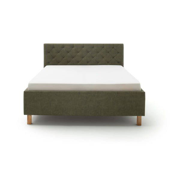 Žalios spalvos dvigulė lova audiniu dengta su sandėliavimo vieta su lovos grotelėmis 180x200 cm San Remo – Meise Möbel-image-2