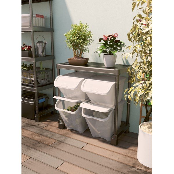 Iš plastiko daiktadėžė baltos spalvos su dangčiu 55x39x46 cm All In Box – KIS-image-1