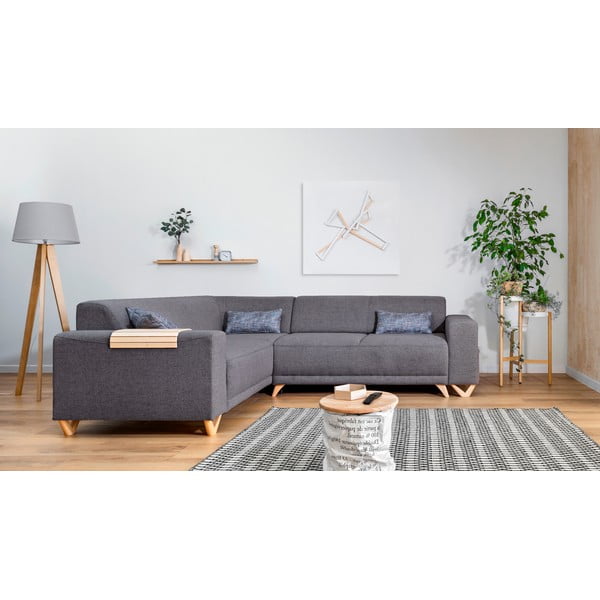 Pilkos spalvos sulankstoma/su sandėliavimo vieta kampinė sofa (su kairiuoju kampu/„L“ formos) Classy Sophie – Miuform-image-1