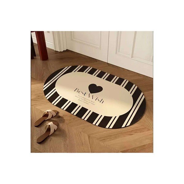 Juodos spalvos/kreminės spalvos vonios kilimėlis 60x100 cm Best Wish – Foutastic-image-1