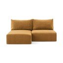 Oranžinės spalvos sulankstoma/su sandėliavimo vieta kampinė sofa (su kairiuoju kampu) Kalena – Makamii