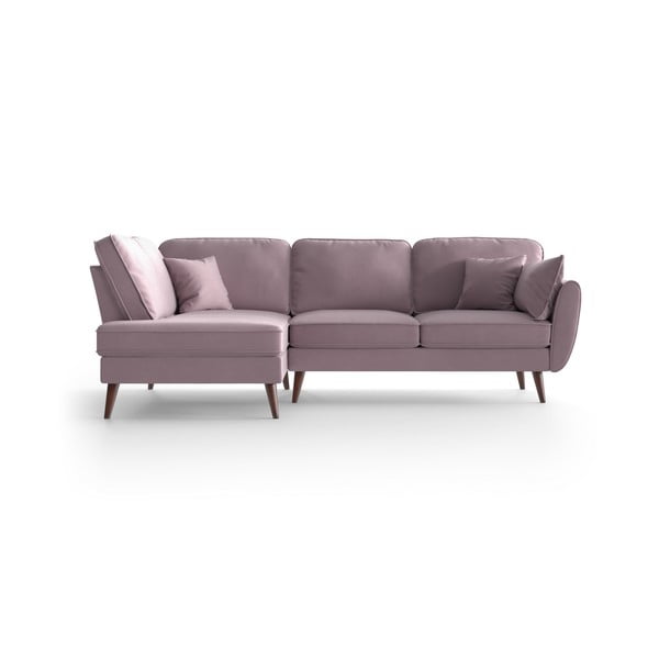 Šviesiai rožinė aksominė kampinė sofa My Pop Design Auteuil, kairysis kampas